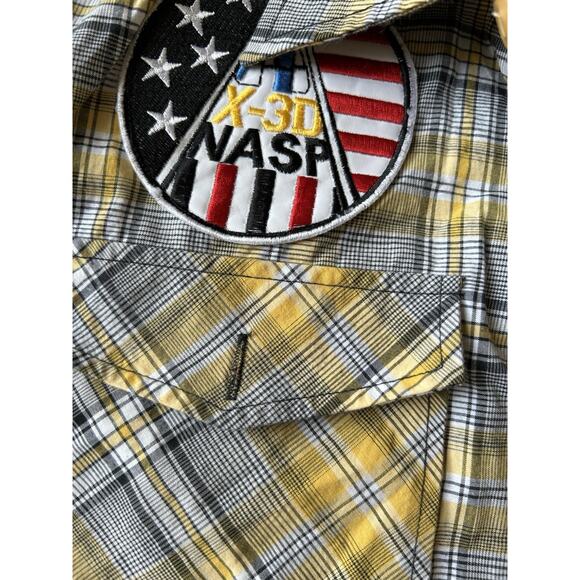 Vintage Cowboy Retro Plaid Shirt Throwback Western Button Down Patches Hipster M - Picture 13 of 13